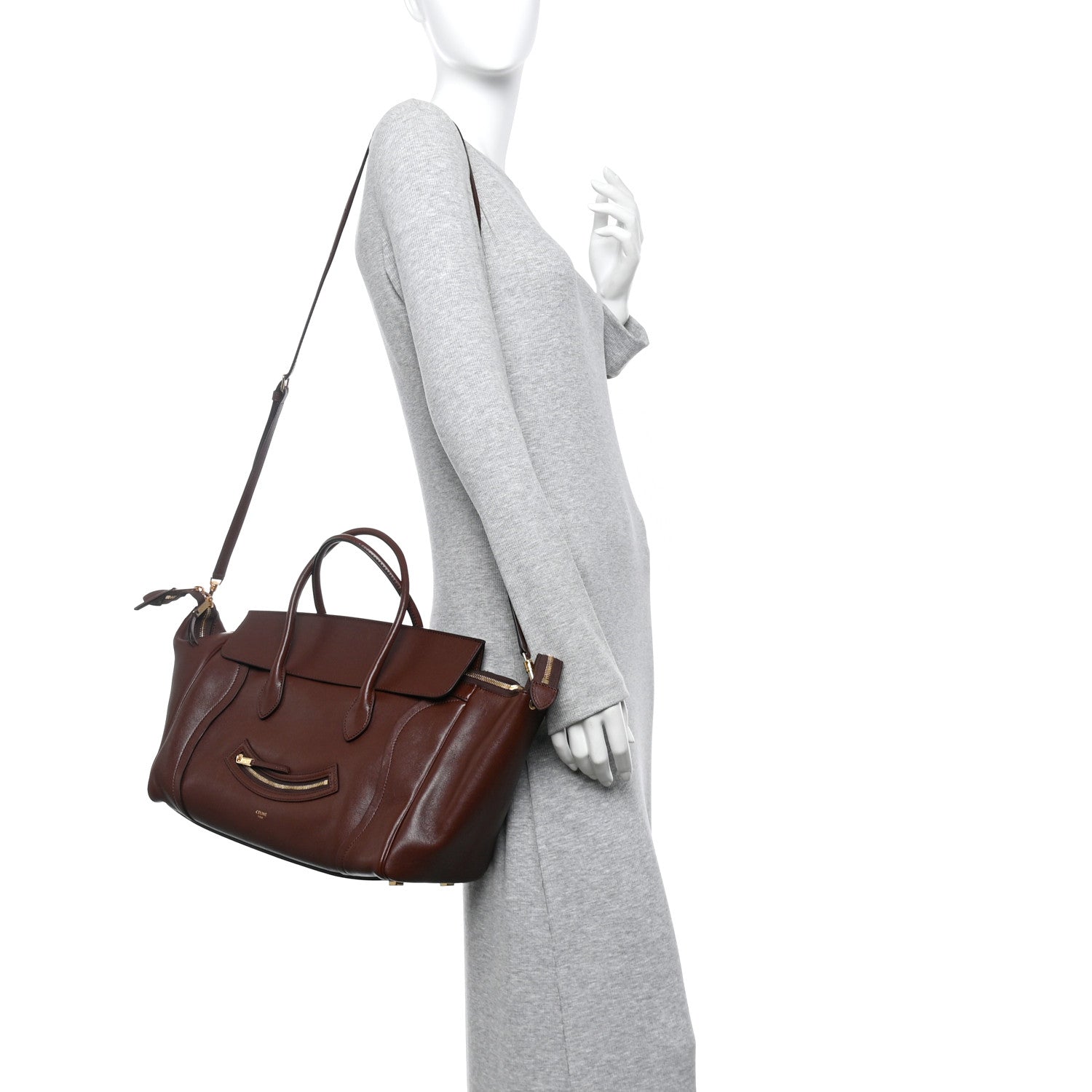 Celine Supple Shiny Lambskin Medium Smiling New Luggage Brick 2 of 11