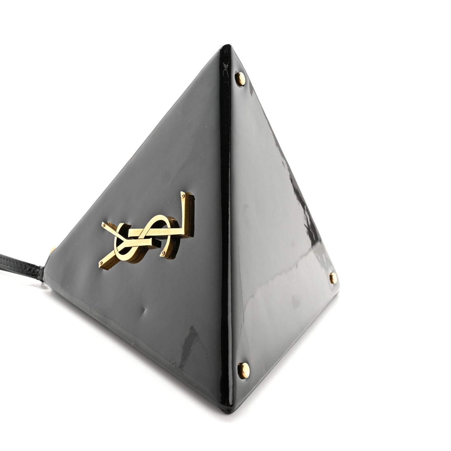 Patent Pyramid Clutch Black