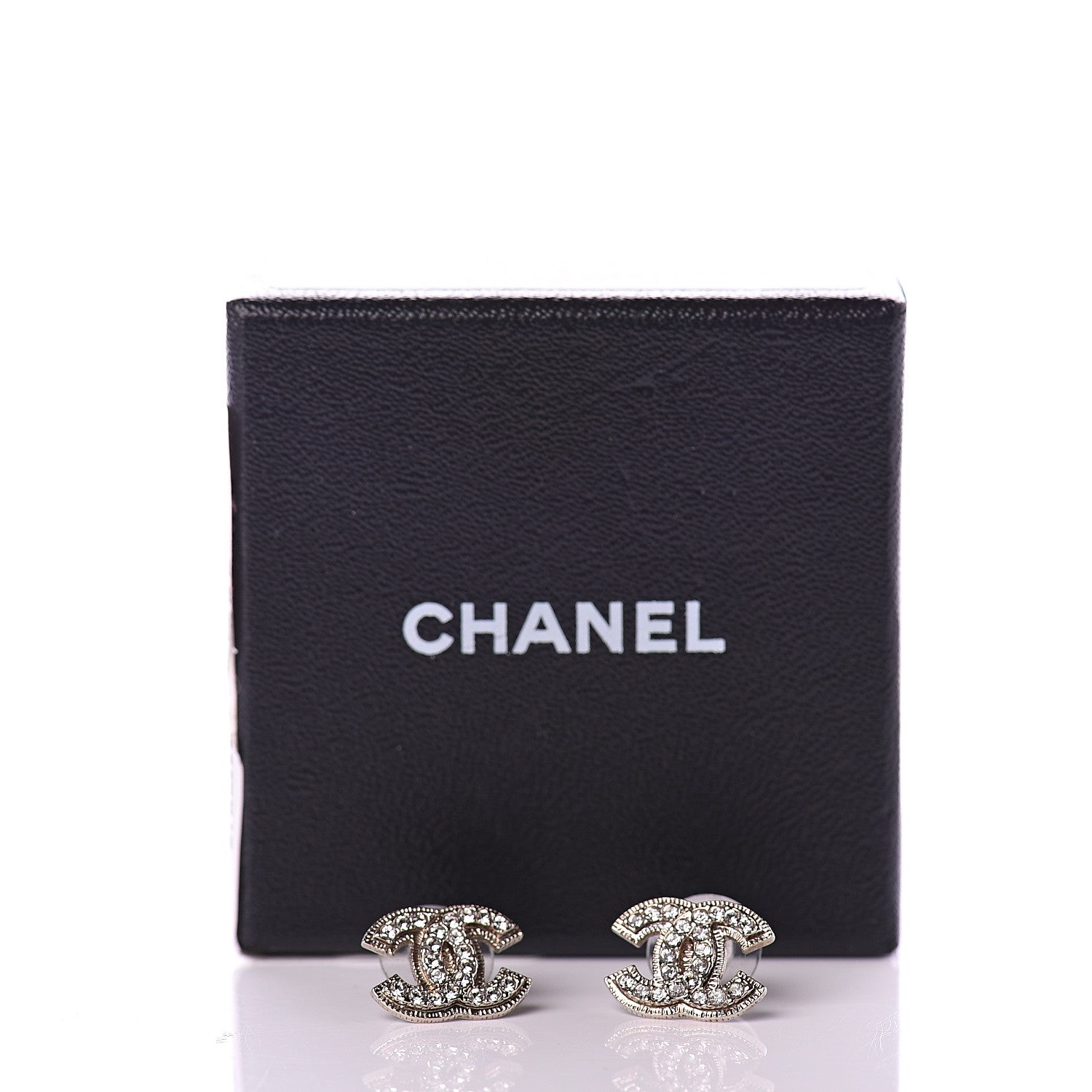 Chanel Crystal Mini Timeless CC Earrings Silver 5 of 5
