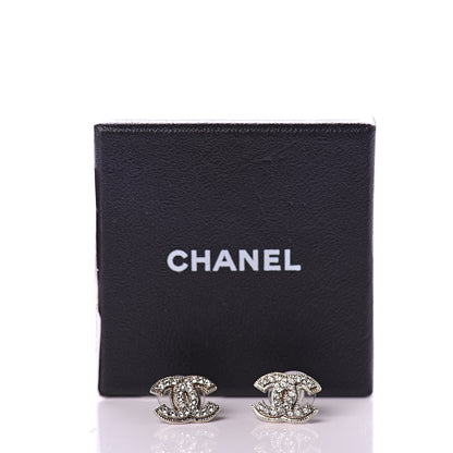 Chanel Crystal Mini Timeless CC Earrings Silver 5 of 5
