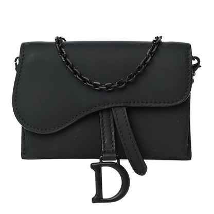 Christian Dior Ultra Matte Calfskin Nano Saddle Chain Pouch Black 1 of 10