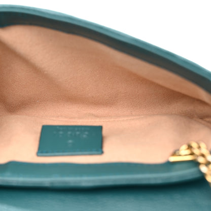 Gucci Azalea Calfskin Enamel Matelasse Diagonal Super Mini Torchon GG Marmont Shoulder Bag Imperial Blue Pavone 5 of 11