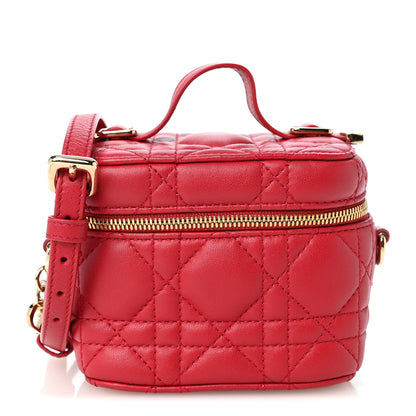 Christian Dior Lambskin Cannage Micro Lady Dior Vanity Case Red 1 of 11