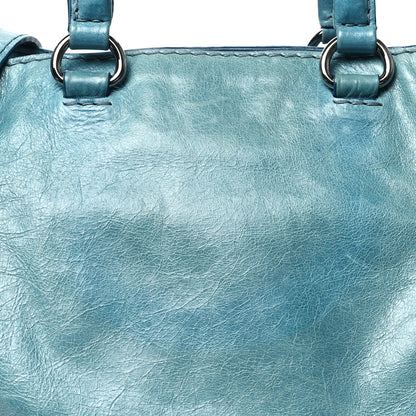 Prada Vitello Shine Shopping Tote Azzurro 7 of 12