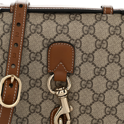 Gucci GG Supreme Monogram Textured Calfskin Emblem Mini Shoulder Bag Beige Dark Brown 8 of 11