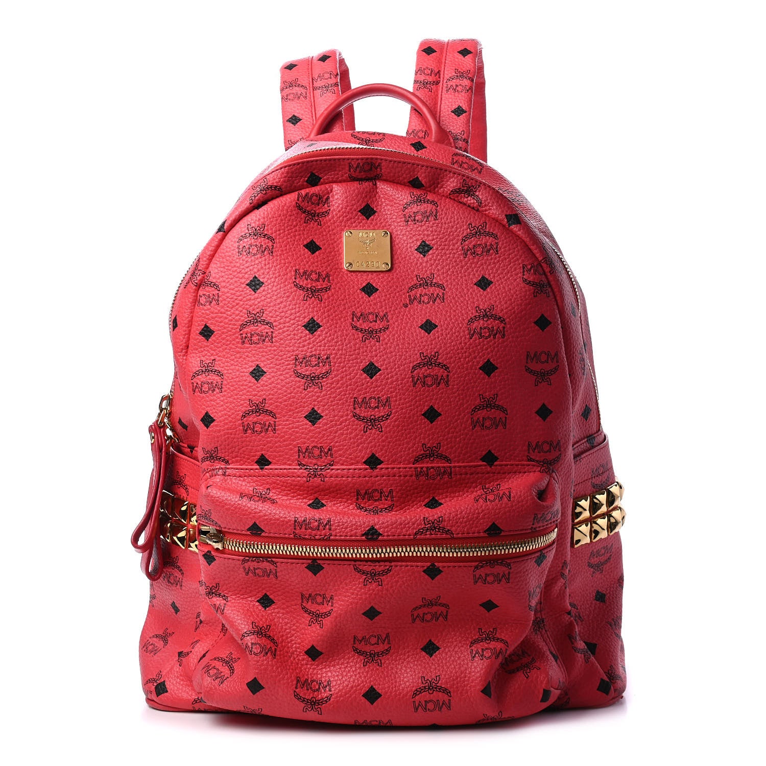MCM Visetos Large Side Studs Stark Backpack Corail 1 of 7