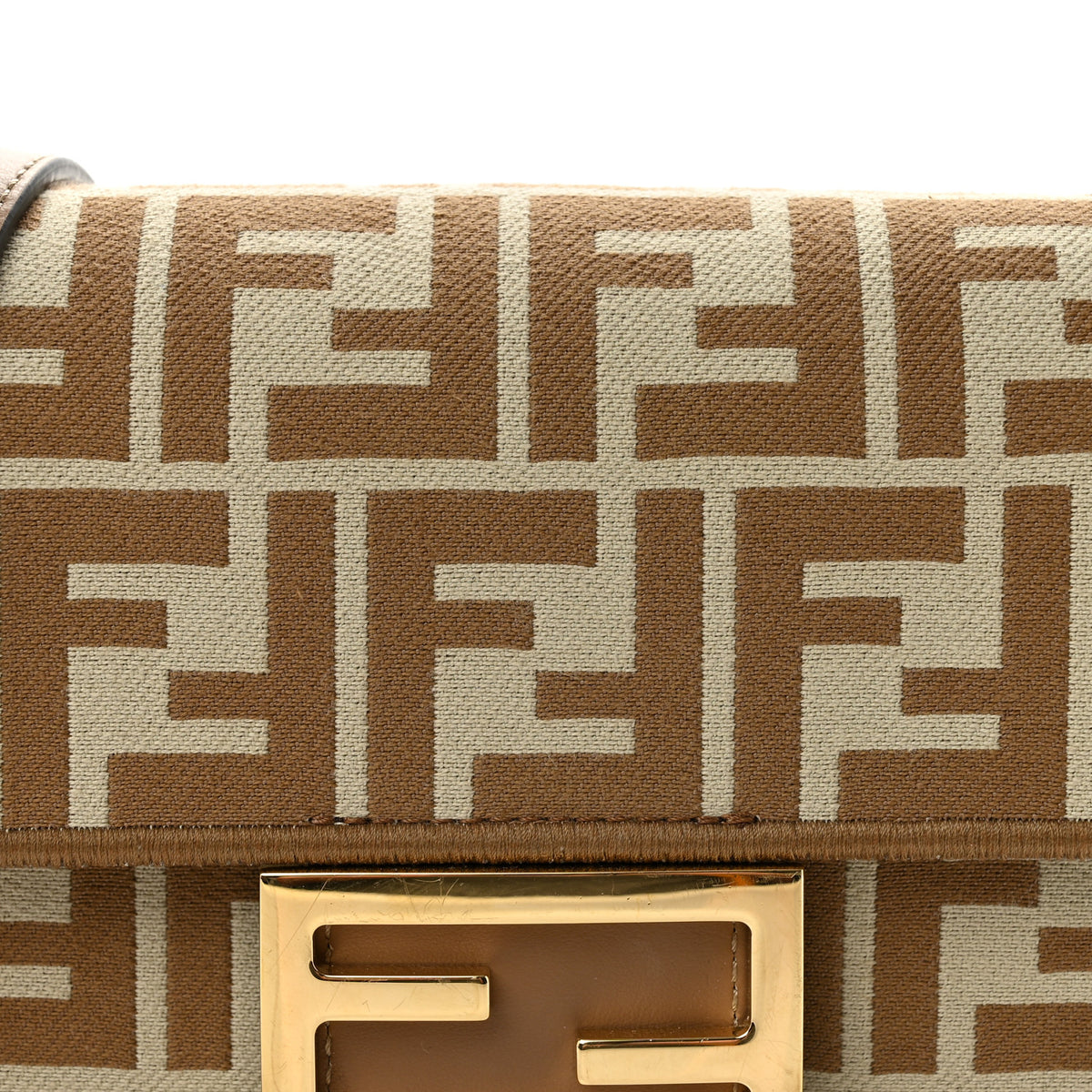 Fendi Fabric Jacquard FF 1974 Mini Baguette Beige Sand 8 of 11