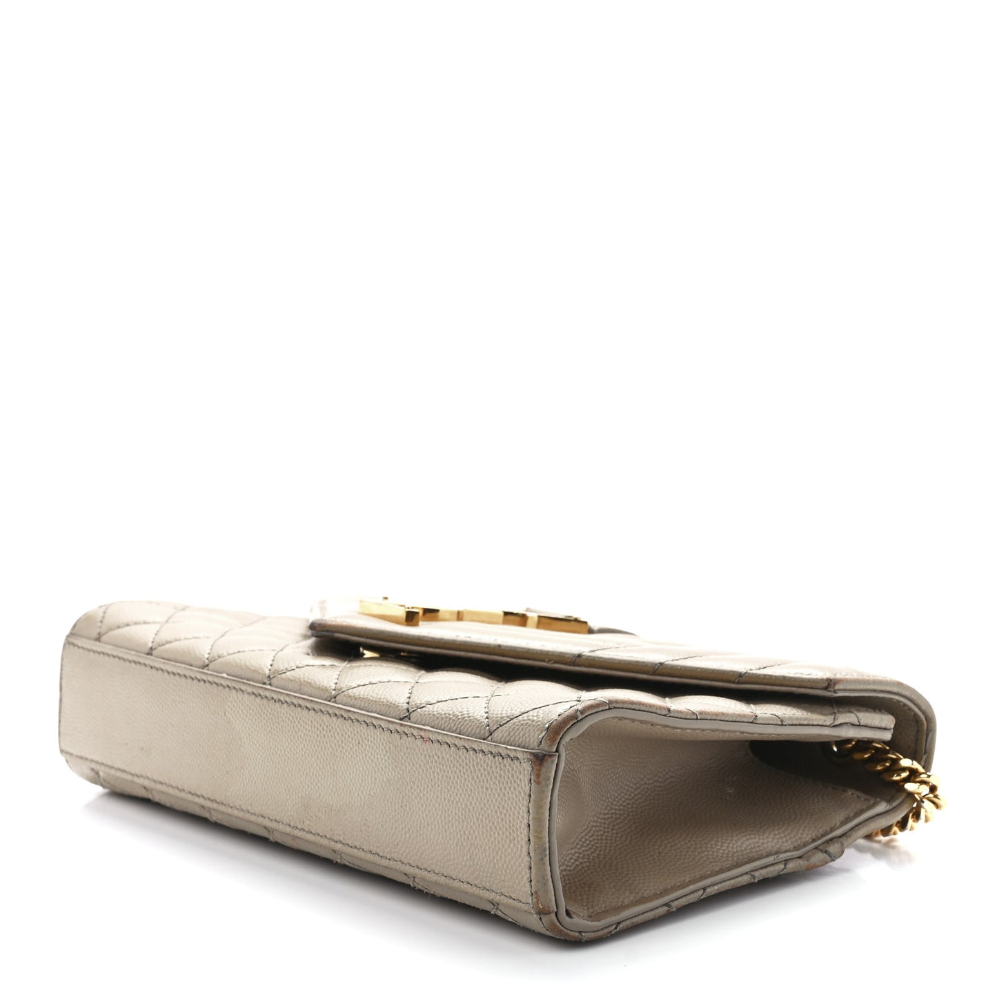 Grain De Poudre Textured Mixed Matelasse Triquilt Small Monogram Satchel Dark Beige