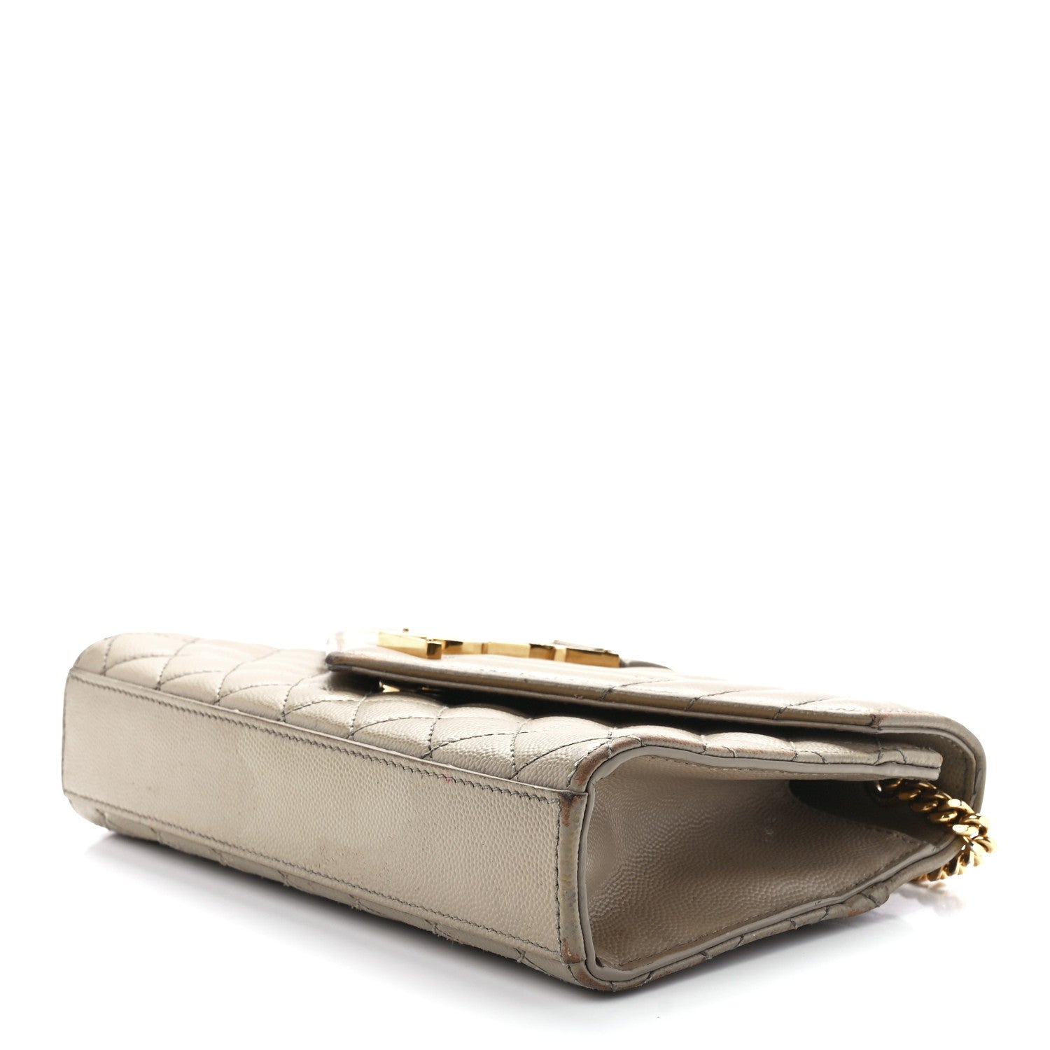 Saint Laurent Grain De Poudre Textured Mixed Matelasse Triquilt Small Monogram Satchel Dark Beige 9 of 11