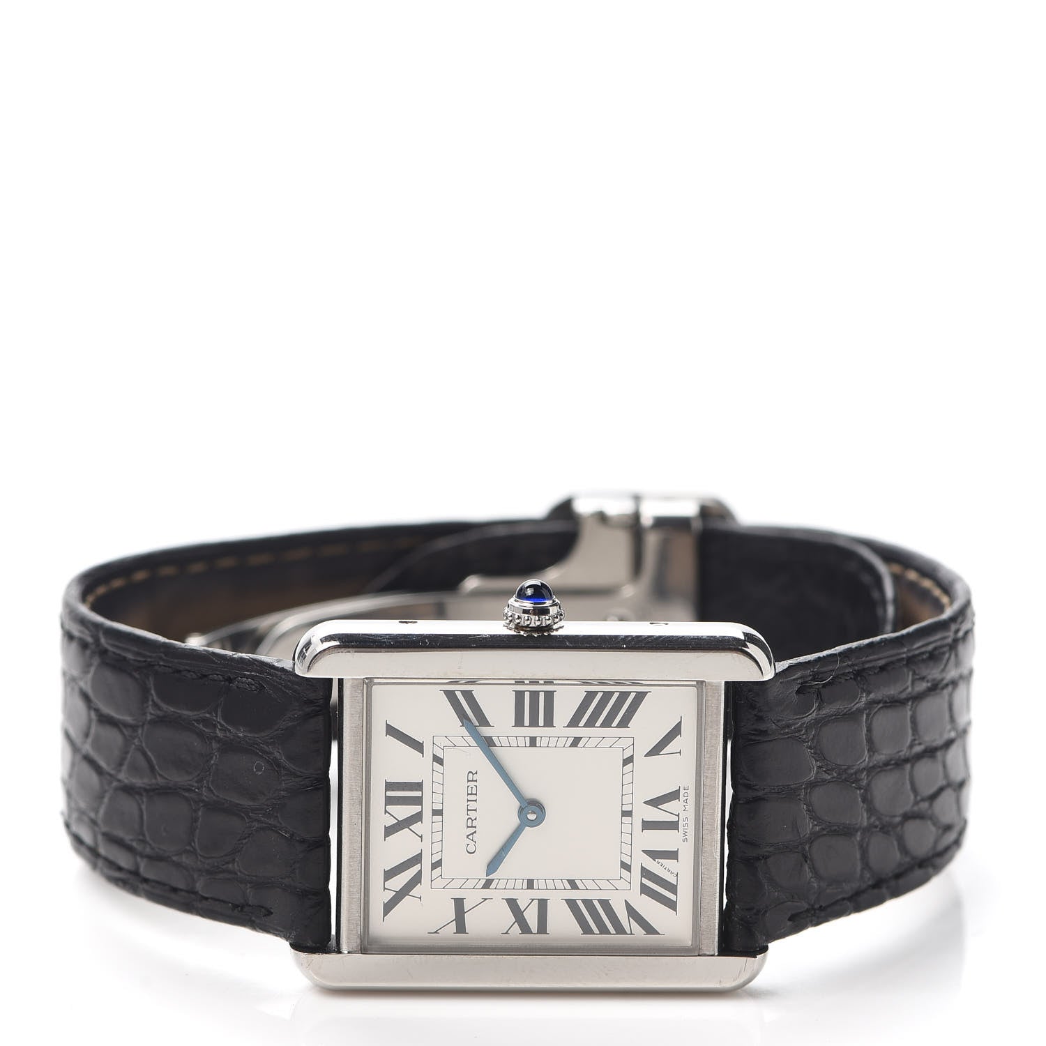 Cartier Stainless Steel Alligator 27mm Tank Solo Quartz Watch 2 of 8