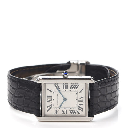 Cartier Stainless Steel Alligator 27mm Tank Solo Quartz Watch 2 of 8