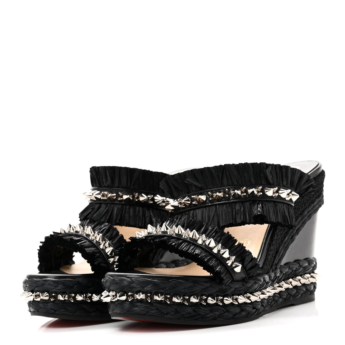 Calfskin Raffia Marivodu Sandals 37 Black