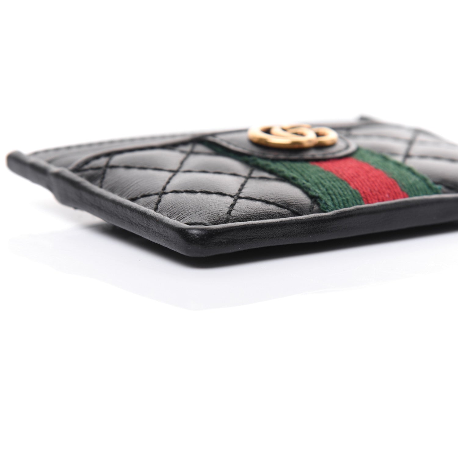 Gucci Calfskin Web Trapuntata Ophidia Card Holder Black 7 of 16