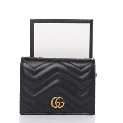 Gucci Calfskin Matelasse GG Marmont Card Case Wallet Black 7 of 8