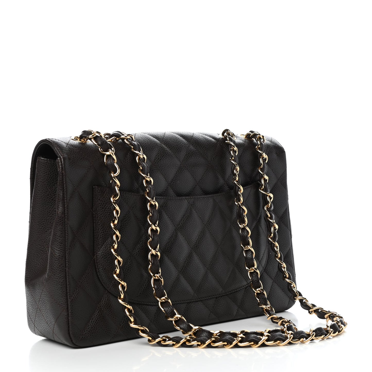 Caviar Quilted Jumbo Single Flap Dark Brown