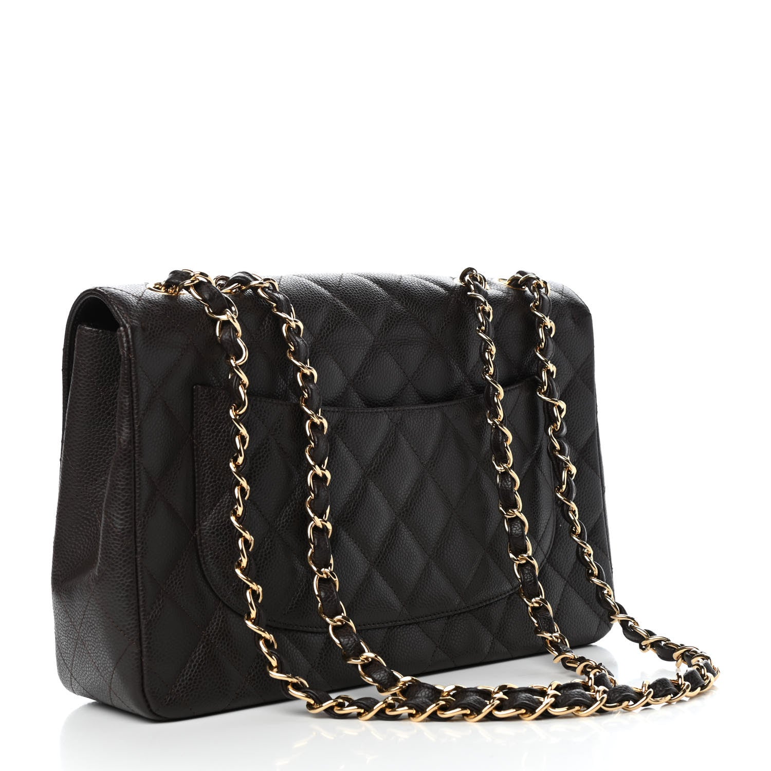 Chanel Caviar Quilted Jumbo Single Flap Dark Brown 3 of 11