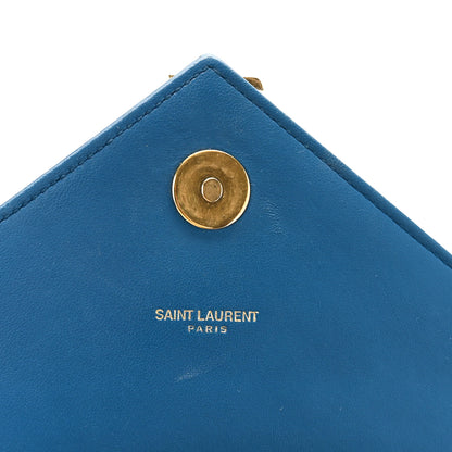 Saint Laurent Lambskin Matelasse Chevron Small Monogram Satchel Royal Blue 6 of 10