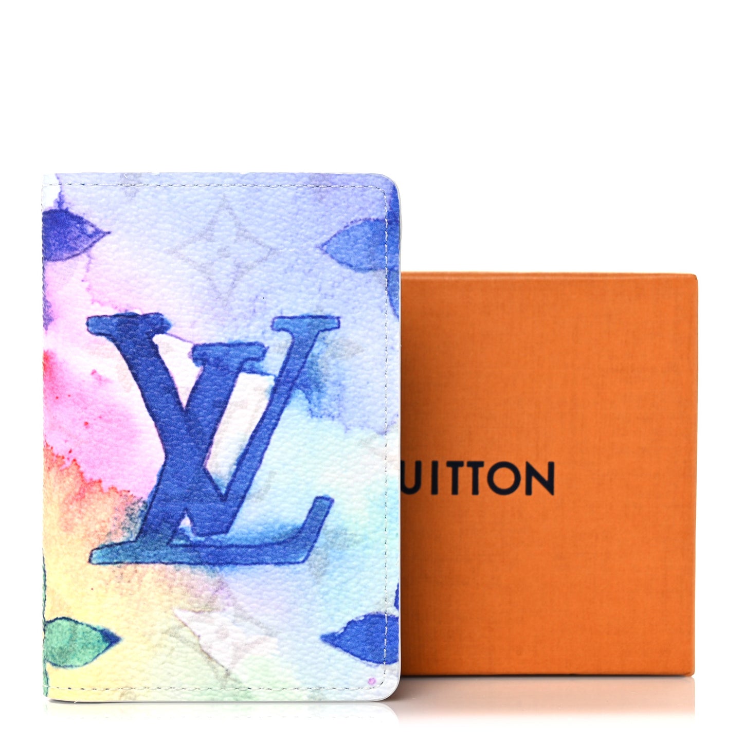 Monogram Watercolor Pocket Organizer NM Multicolor