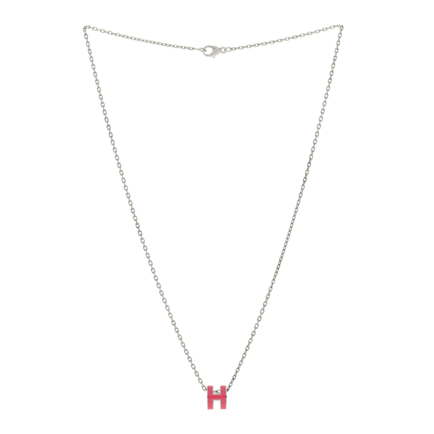 Hermes Lacquered Palladium Mini Pop H Pendant Necklace Rose Extreme 2 of 4