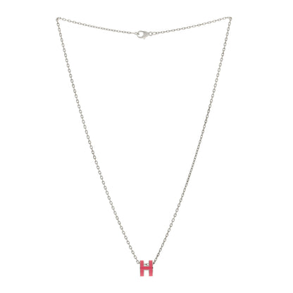 Hermes Lacquered Palladium Mini Pop H Pendant Necklace Rose Extreme 2 of 4