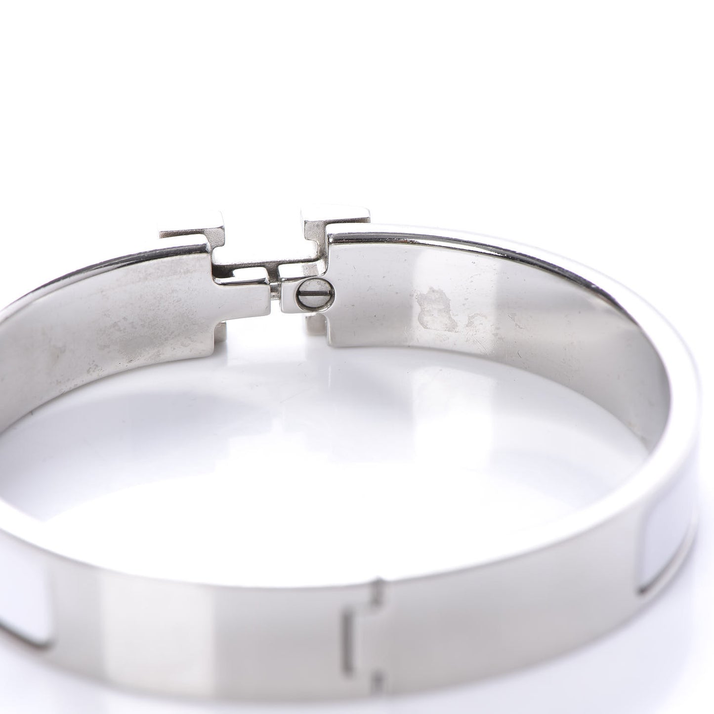 Enamel Narrow Clic Clac H Bracelet GM White