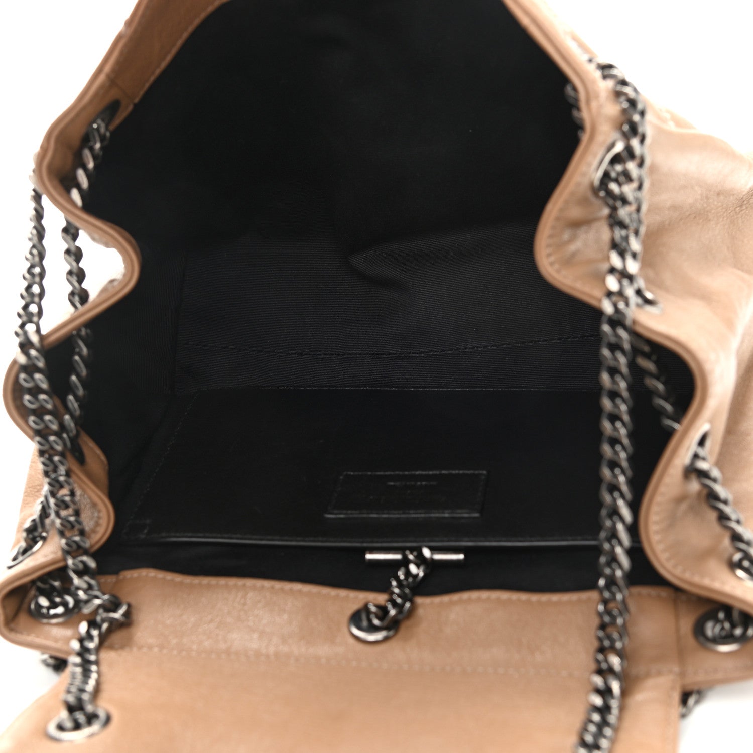 Saint Laurent Vintage Lambskin Chevron Monogram Small Nolita Light Carmel 5 of 13