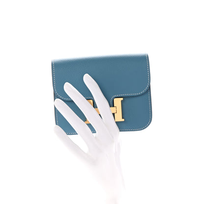 Hermes Evercolor Constance Slim Wallet Blue Jean 3 of 9