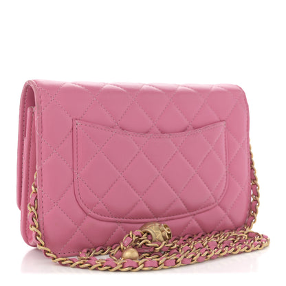 Chanel Lambskin Quilted CC Pearl Crush Wallet on Chain WOC Pink 2 of 12