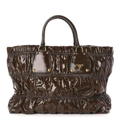 Prada Vernice Gaufre Tote Brown 1 of 10