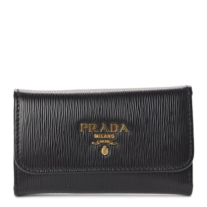Prada Vitello Move Metal 6 Key Holder Black 1 of 5
