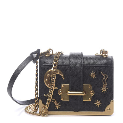 Prada Saffiano Astrology Mini Cahier Bag Black 1 of 10