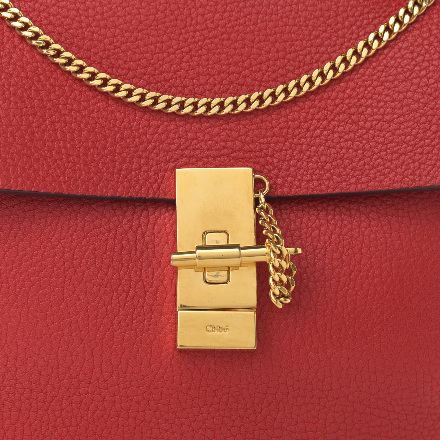 Grained Lambskin Drew Shoulder Bag Plaid Red