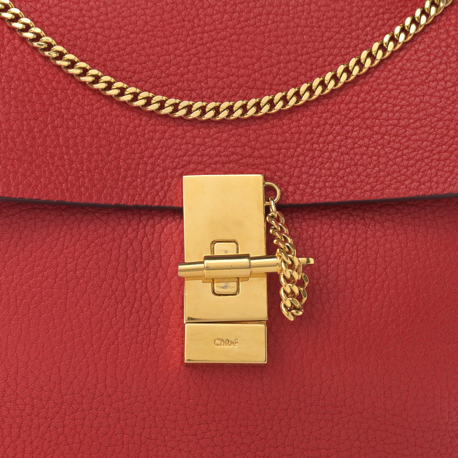 Chloe Grained Lambskin Drew Shoulder Bag Plaid Red 8 of 14