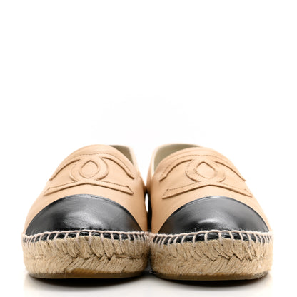 Chanel Lambskin CC Espadrilles 38 Beige Black 2 of 11