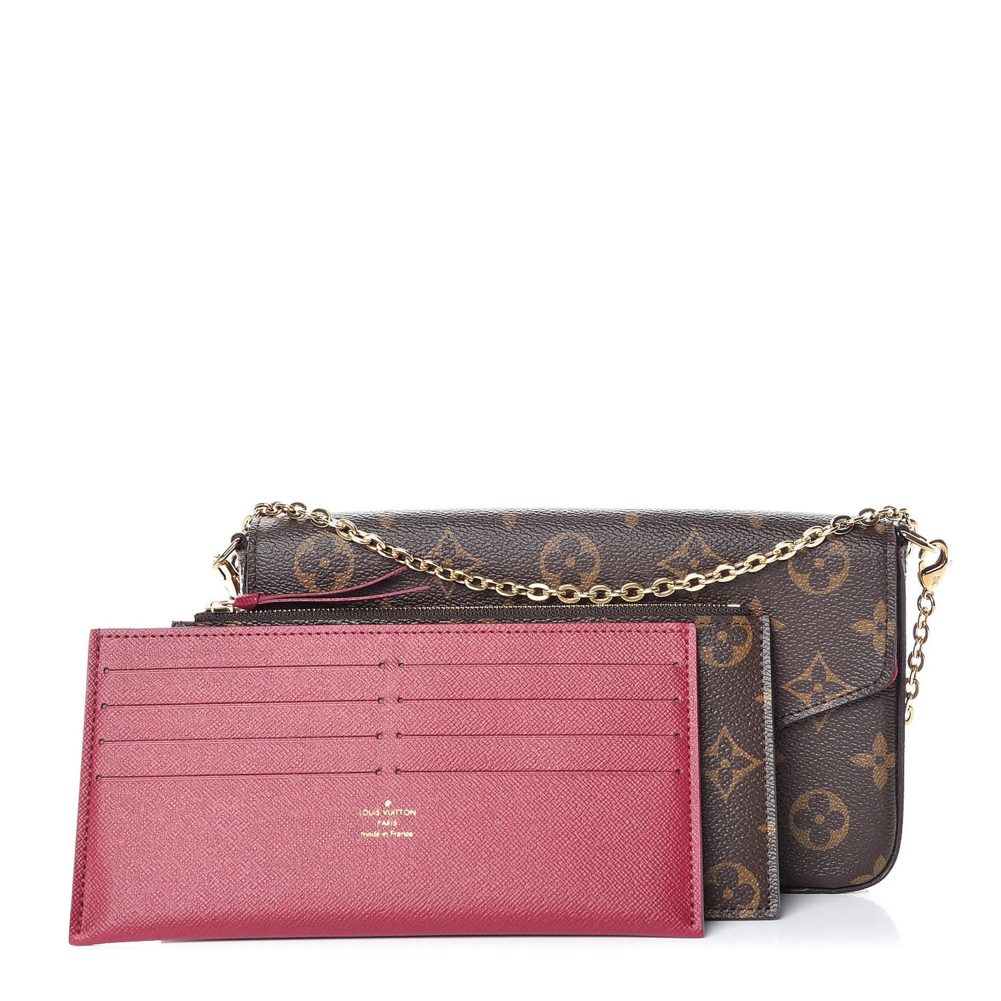 Monogram Pochette Felicie Chain Wallet Fuchsia