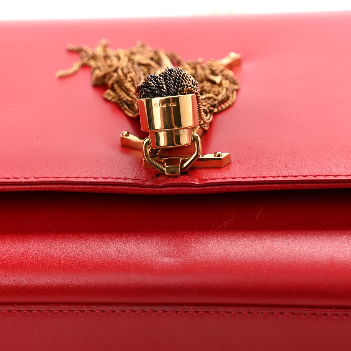 Smooth Calfskin Medium Classic Monogram Kate Tassel Satchel Lipstick Red