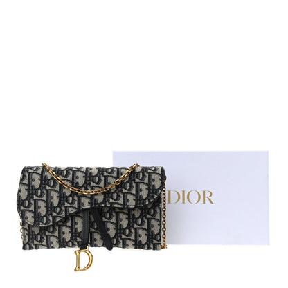 Christian Dior Oblique Saddle Chain Long Wallet Blue 10 of 12