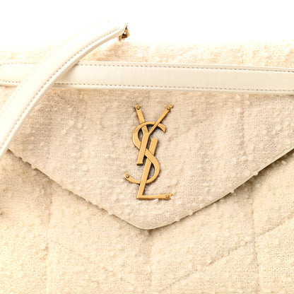 Saint Laurent Boucle Tweed Quilted Small Loulou Puffer Monogram Chain Satchel Crema Soft 8 of 10