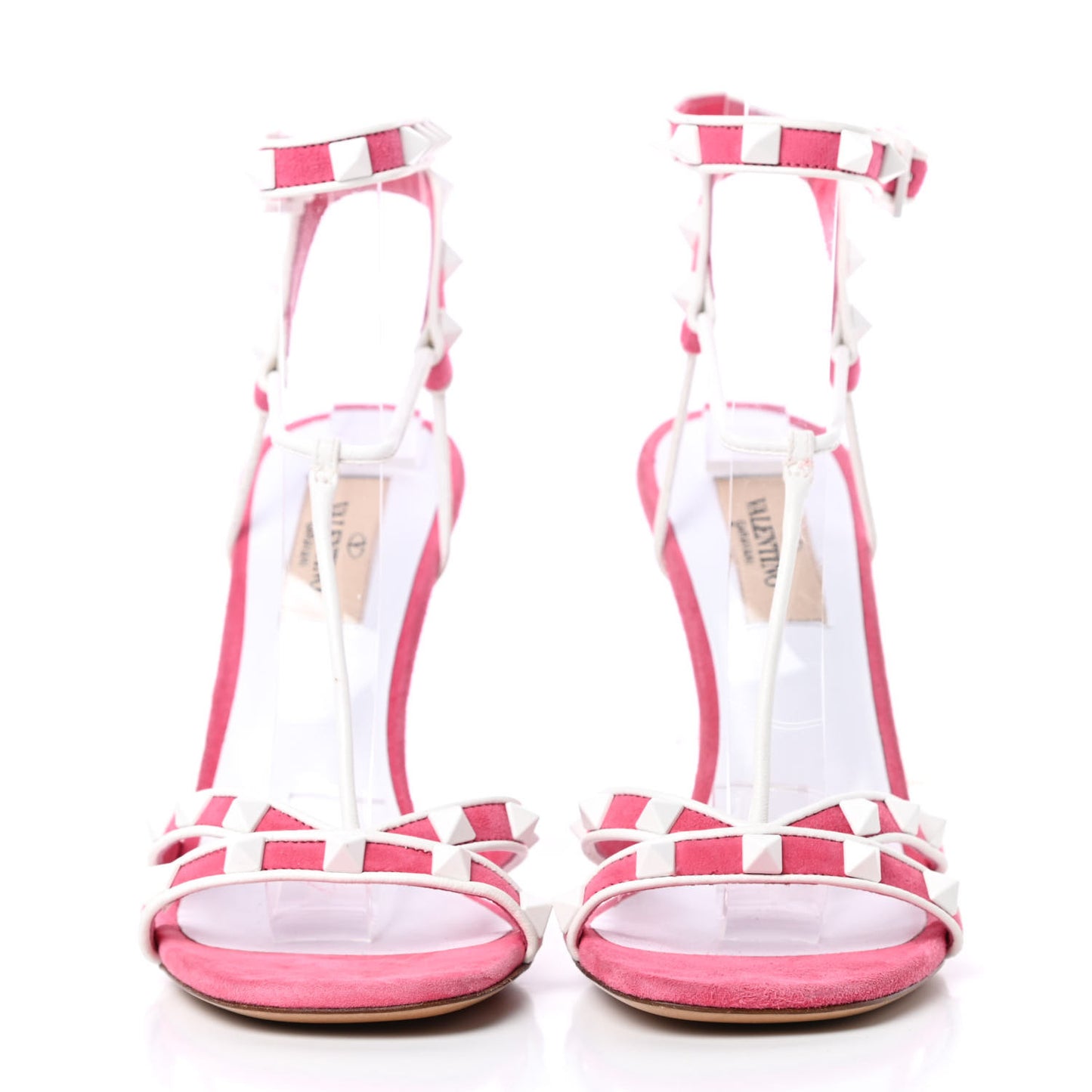 Suede Free Rockstud Ankle T-Strap 105mm Sandals 36.5 Shadow Pink White