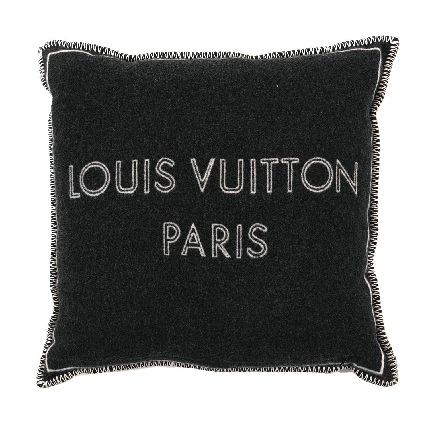 Louis Vuitton Wool Cashmere Monogram Cushion Pillow Grey White 2 of 3
