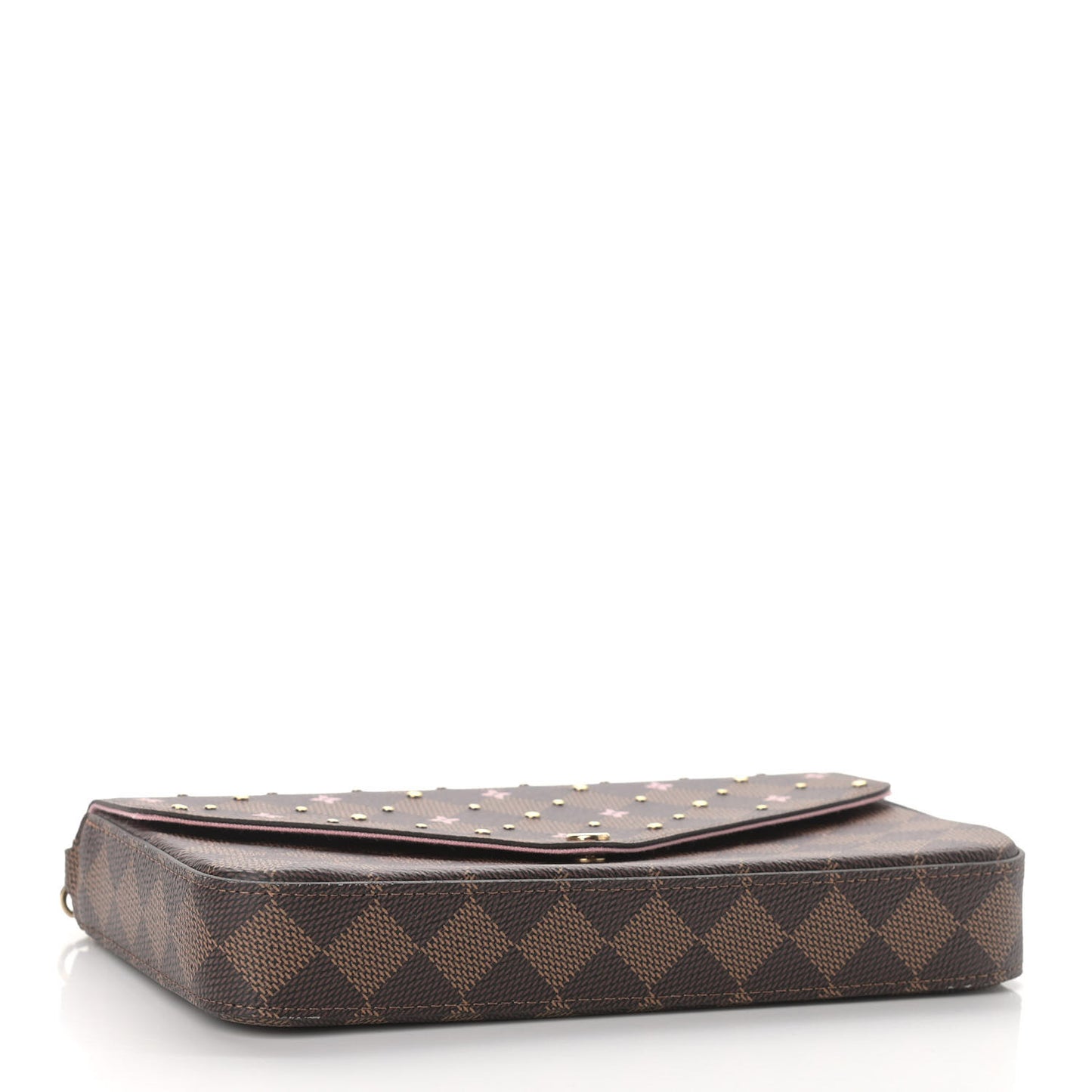 Damier Ebene Studded Pochette Felicie Chain Wallet