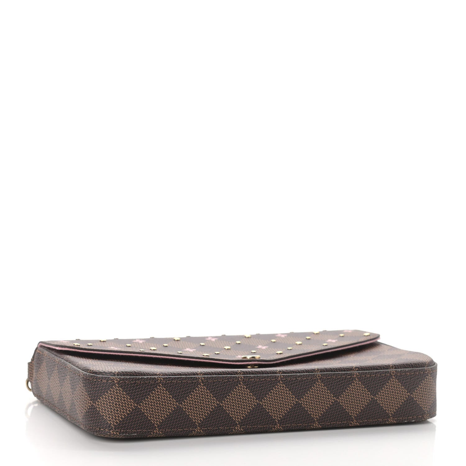 Louis Vuitton Damier Ebene Studded Pochette Felicie Chain Wallet 5 of 9