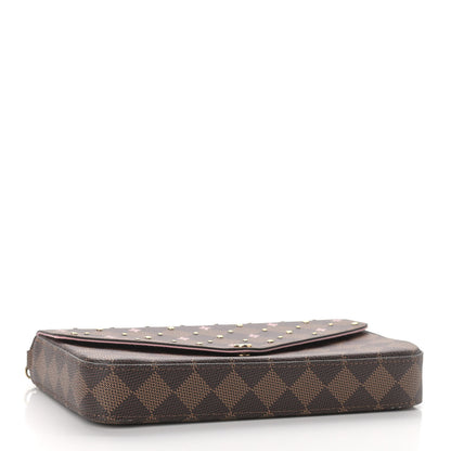 Louis Vuitton Damier Ebene Studded Pochette Felicie Chain Wallet 5 of 9