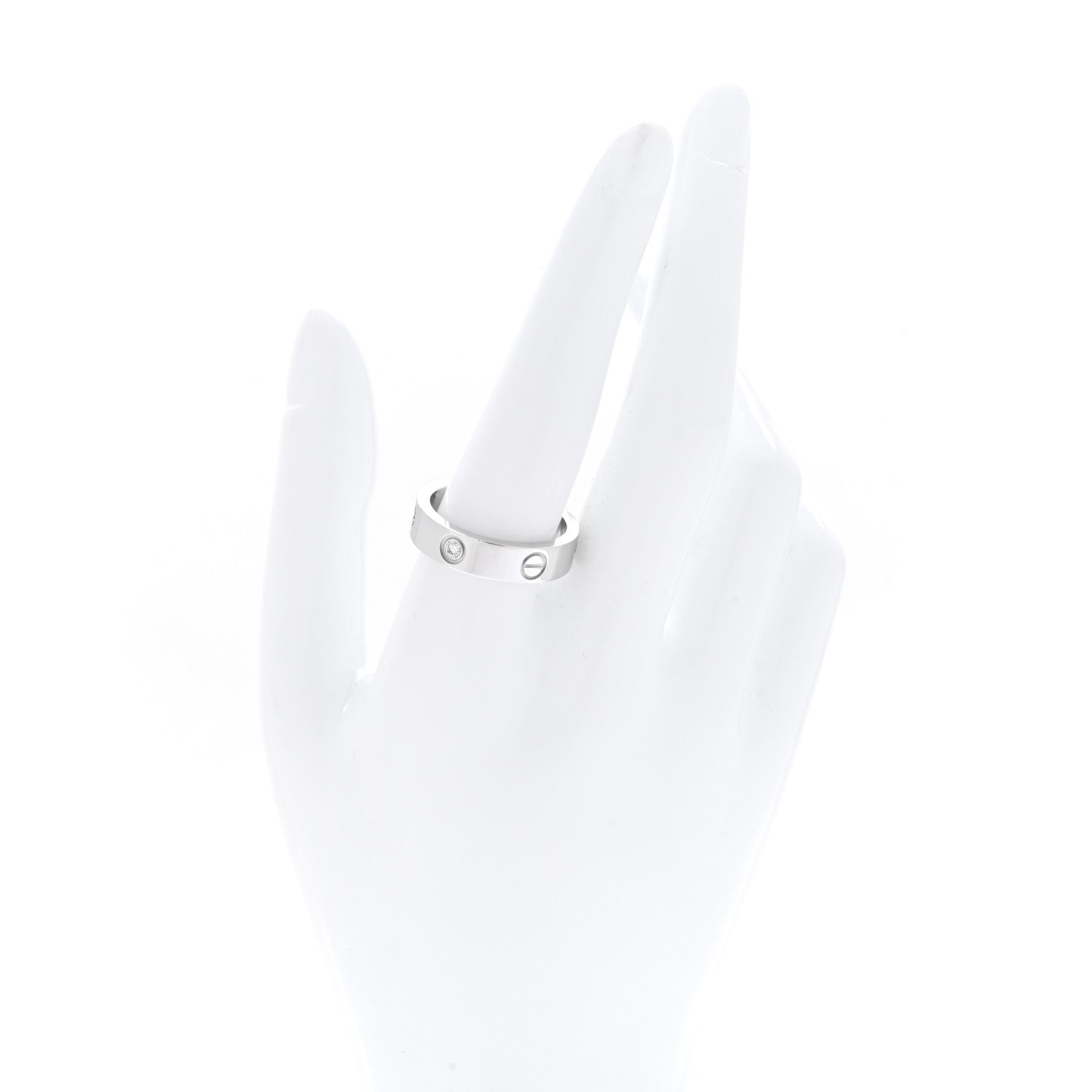 Cartier 18K White Gold 3 Diamond 5.5mm LOVE Ring 61 9.5 2 of 6