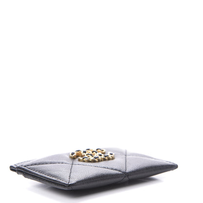 Chanel Shiny Goatskin Quilted Chanel 19 Card Holder Black 4 of 9