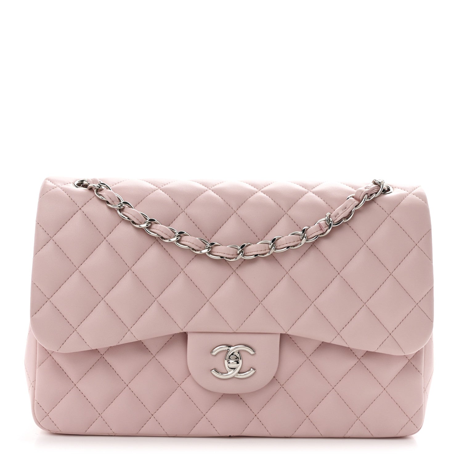 Chanel Lambskin Quilted Jumbo Double Flap Light Pink 1 of 11