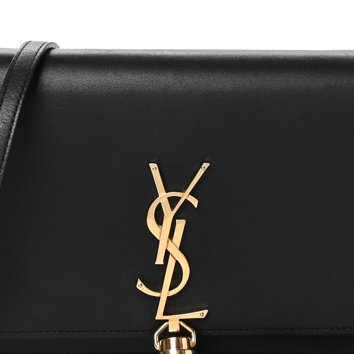 Calfskin Small Classic Monogram Kate Tassel Satchel Black