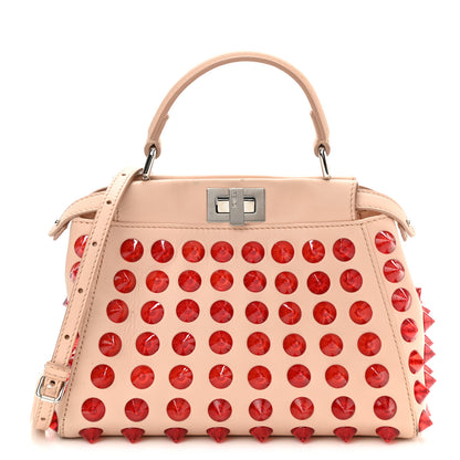 Fendi Nappa Studded Mini Peekaboo Iconic Satchel Light Pink Red 1 of 16
