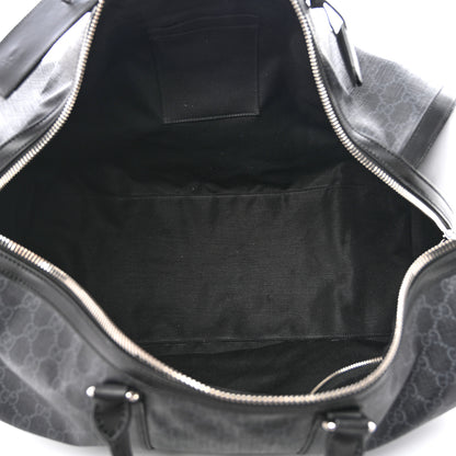 Gucci Soft GG Supreme Monogram Appia Calfskin Web Large Carry On Duffle Bag Black Grey 5 of 14