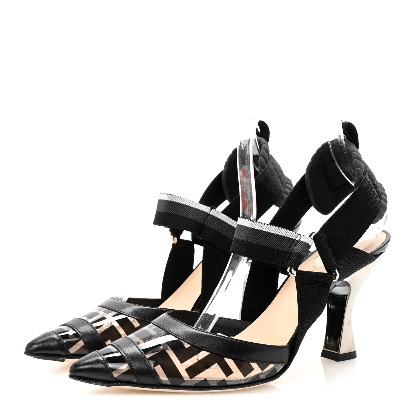 PVC Vitello FF Colibri 85mm Slingback Pumps 36.5 Transparent Black